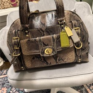 Coach Miranda  embossed Python Satchel with Gold Hardware